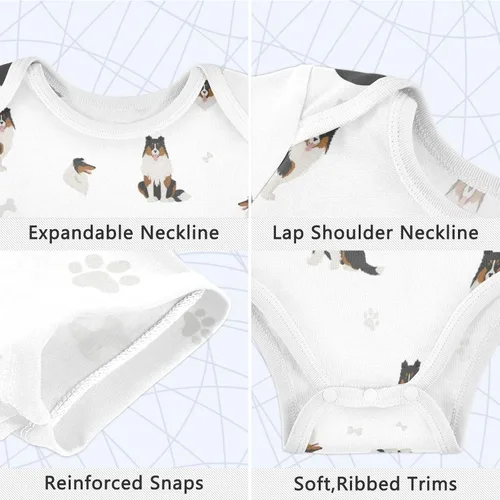 Vista 3 de vvfelixl Bodies para bebé niña negro Pug blanco manga corta algodón ropa de bebé para niñas 0-24 meses