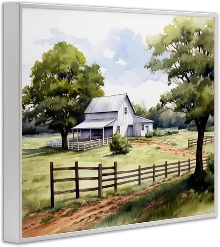Vista 2 de Stupell Industries Pintura de casa rural enmarcada arte giclée por Ray Powers Enmarcado en blanco