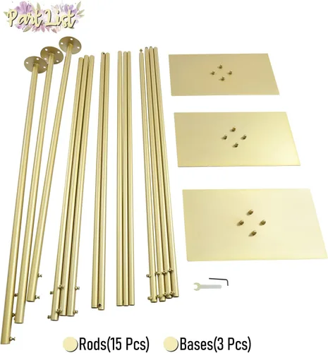 Vista 7 de Soporte de fondo profesional de 20 pies, soporte de fondo portátil dorado, soporte de altura ajustable para fondo de fotografía de eventos, fiestas