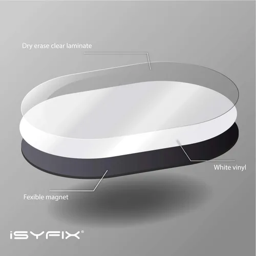 Vista 3 de iSYFIX Notas magnéticas de pizarra blanca de borrado en seco, elipse, 5.5 x 3.5 pulgadas, paquete de 6
