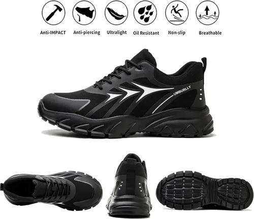 Vista 6 de LIWEGHT Zapatos de punta de acero para mujer, zapatos de seguridad ligeros para mujer, cómodos zapatos de punta de acero compuestos, zapatos