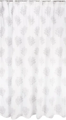 Vista 3 de Levtex Home - Nantucket - Cortina de ducha (72x72in) con agujeros para botones - Costera - Gris y blanco