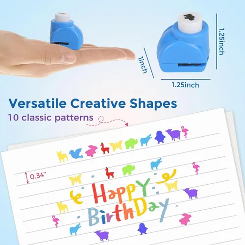 Vista 7 de LOVEINUSA Juego de 10 perforadoras con forma de animal terrestre para manualidades, álbumes de recortes, papel de seda para bolsas de regalo, papel