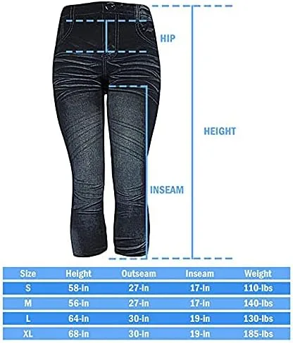 Vista 6 de J.ann - Leggings cortos para mujer con estampado de mezclilla (talla SM o L)