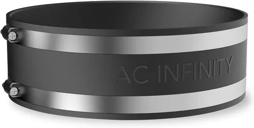 Vista 7 de Abrazadera de reducción de ruido AC Infinity de 4 pulgadas, acoplador de conducto. Stainless Steel Clamps, Flexible Rubber Coupling for Inline