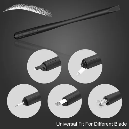 Vista 7 de 10 Uds Microblading Asas Desechables Manual Microblading Pen con Nano 18 U en forma de hoja esterilizada Microblade Holder para ceja labio
