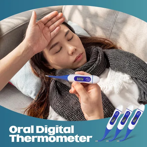 Vista 5 de TrelaCo Termómetro oral digital para adultos, 6 unidades, para fiebre, cuerpo basal, lectura rápida, punta flexible para la medición de temperatura