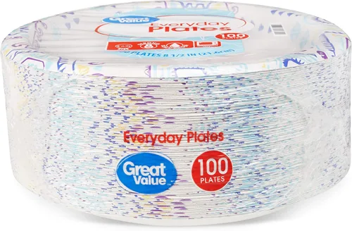 Vista 2 de Great Value, platos de papel de alta calidad y resistentes, 8 5/8 pulgadas, 100