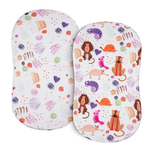 Vista 9 de Sábanas de moisés de bebé para niñas y niños, paquete de 2 sábanas de bebé para colchón de moisés cuadrado rectangular ovalado, 33 x 16 pulgadas