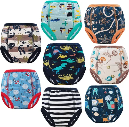 Vista 11 de MooMoo Baby Paquete de 8 pares de ropa interior de entrenamiento para ir al baño de algodón absorbente para niños y niñas, tallas 2T a 9T Flor