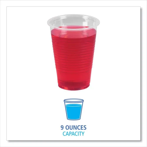 Vista 5 de Boardwalk BWKTRANSCUP9CT - Vasos fríos de plástico de polipropileno de 9 onzas - translúcidos (100 tazas/manga, 25 mangas/caja)