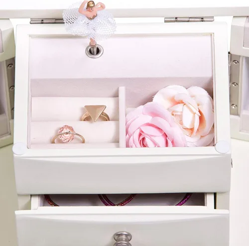 Vista 5 de Mele & Co. Joyero musical de Angelica personalizado para niñas, organizador de joyas musical grabado personalizado para niños, niños y niñas pequeñas