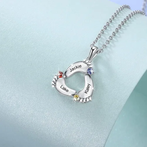 Vista 4 de Wendy Made Personalized Mothers Christmas Necklace for Mom - Custom 1-6 Birthstones Name Necklace for Mother Daughter - Family Name Necklace for