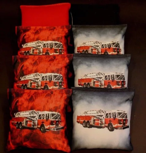 Vista 8 de BackYardGamesUSA Custom Firefighter Maltese Fire Ladder Flames Set of 8 Regulation Custom Cornhole Bags B8