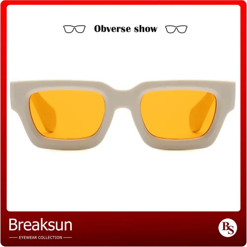 Vista 3 de Breaksun Gafas de sol rectangulares gruesas para mujeres y hombres, lentes de sol cuadrados gruesos de los años 90, lentes de sol de cara pequeña