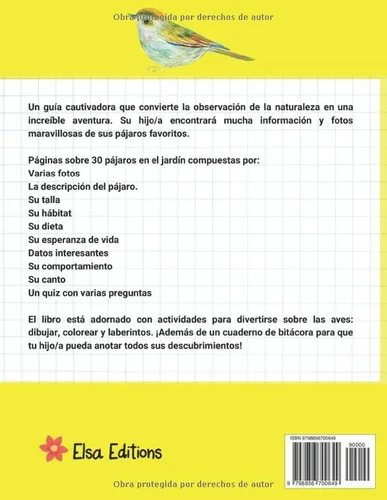 Vista 2 de El libro de pájaros del jardin para niños Guía y actividades sobre aves con descripciones, fotos, colorear y pruebas para niños curiosos desde 7