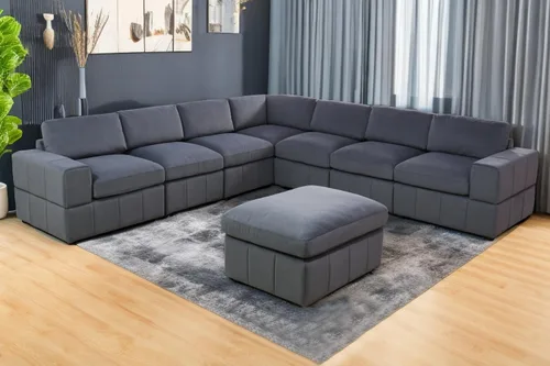 Vista 8 de A Ainehome Juego de sofá modular modular con otomanas de gran tamaño en forma de U, sofá modular de 7 asientos con tumbonas reversibles para sala