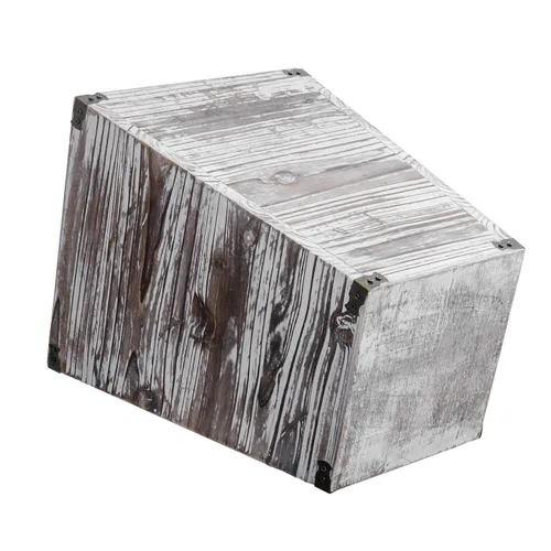 Vista 5 de Liry Products - Cesta de basura cuadrada de madera rústica con antorcha, estilo granja, papelera de reciclaje, soportes de metal decorativos