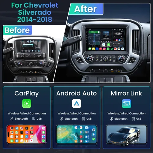 Vista 2 de 8Core Android 15 Radio estéreo para coche para Chevy Silverado GMC Sierra