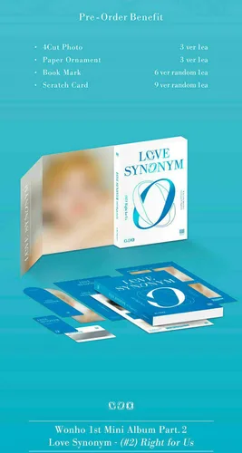 Vista 7 de WONHO LOVE SYNONYM#2 RIGHT FOR US Album [ VER.1 + VER.2 + VER.3 ] 3 Ver SET 3CD+3 P.Book+3 Card+3Pre-Order K-POP SEALED+TRACKING CODE