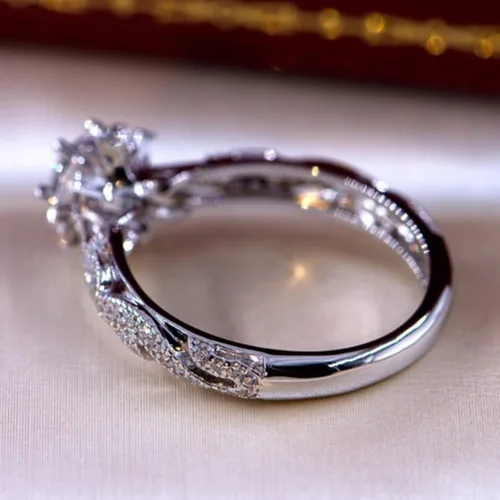 Vista 67 de Iumer - Anillo de zircón de dos piezas con incrustaciones de diamantes de imitación artificiales para mujer, talla 6-10.