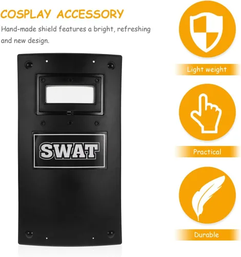 Vista 7 de KESYOO Police SWAT Shield - Juguetes de armas para juegos de rol, accesorios de cosplay para niños, regalo de Halloween, negro, mediano