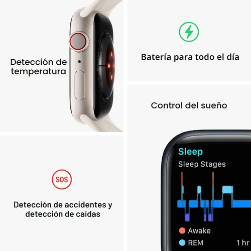 Vista 5 de Apple Watch Series 8 [GPS + Cellular 45mm] Reloj inteligente con caja de aluminio ROJA (PRODUCTO)RED con correa deportiva ROJA (PRODUCTO)RED-S/M.
