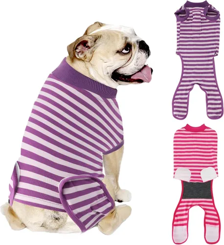 Vista 38 de Paquete de 2 unidades de algodón transpirable para perros de recuperación para después de esterilizar heridas abdominales, protectores profesionales
