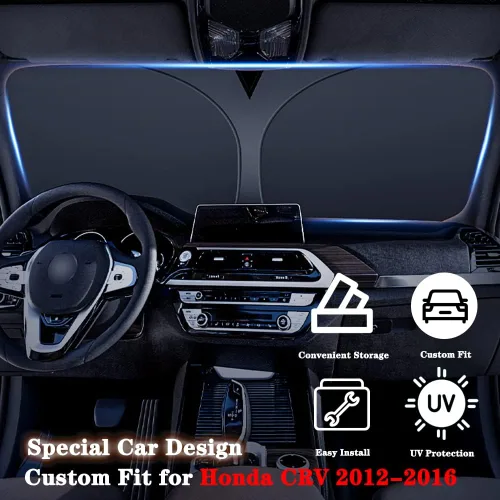 Vista 2 de Parasol plegable para parabrisas delantero de automóvil, protector de parasol de ajuste personalizado para Honda CR-V 2012 2013 2014 2015 2016