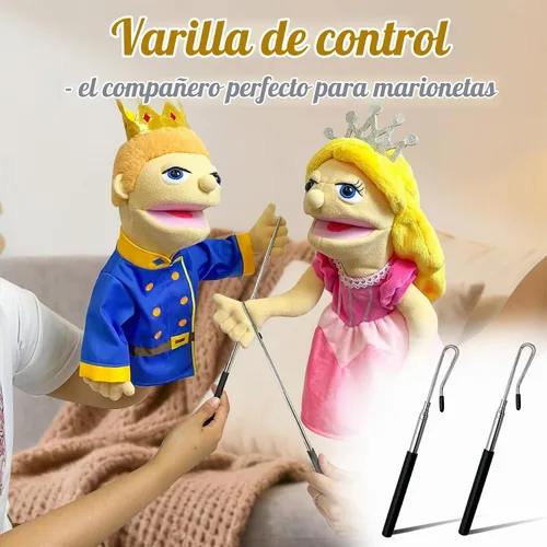 Vista 4 de 2 varillas de control de marionetas de mano ajustables, mango de marioneta de 21 pulgadas, varilla de control de metal, accesorio de marionetas