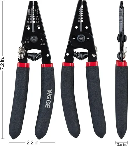 Vista 9 de WGGE WG-015 y WG-014 Pelacables profesional de 8 pulgadas - AWG 10-24, aislamiento autoajustable y pelacables y cortador WGGE WG-013 de 7 pulgadas