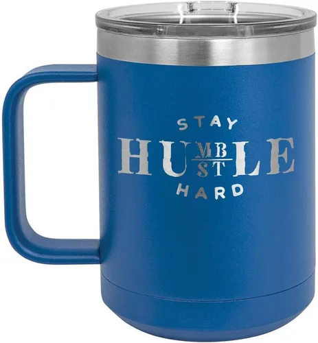 Vista 13 de STAY HUMBLE HUSTLE HARD Negro 15 oz Taza de café w/tapa deslizante Taza de café de viaje aislada Ideas de regalos de cumpleaños o Navidad