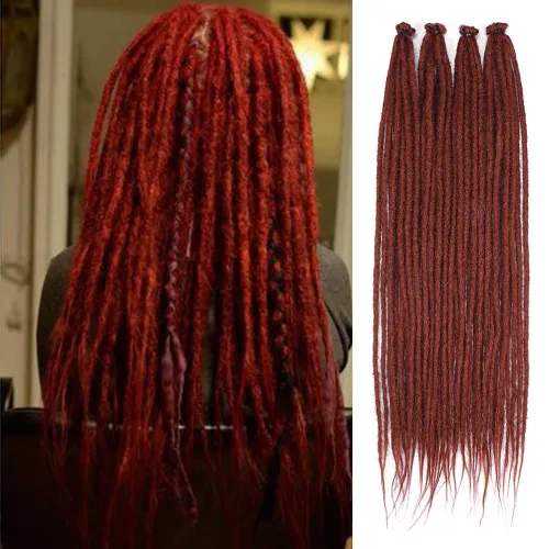 Vista 32 de Kraler Extensiones de Rastas Azules, Extensiones de Rastas Sintéticas de Ganchillo de 22", 100% Hechas a Mano, Rastas de Una Sola Punta, Delgadas