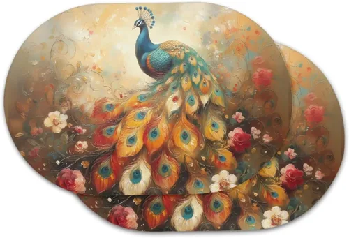 Vista 37 de Blue Flower Dining Table Mats Set of 2 Hummingbird Heat Resistant Placemats Washable and Wipeable Non Slip Place Mat, Waterproof Modern Dining Table