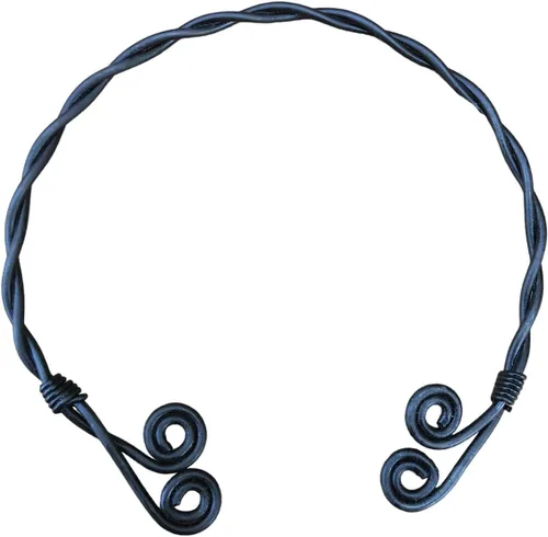 Vista 13 de NauticalMart Collar medieval de hierro tradicional celta torque torque, torque forjado a mano, torc nórdico medieval, cuello auténtico y anillo