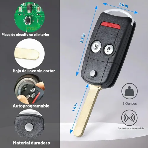 Vista 5 de Keymall Reemplazo de Mando a Distancia de Entrada Sin Llave para Acura MDX/RDX 2007 2008 2009 2010 2011 2012 2013 FCC ID:N5F0602A1A
