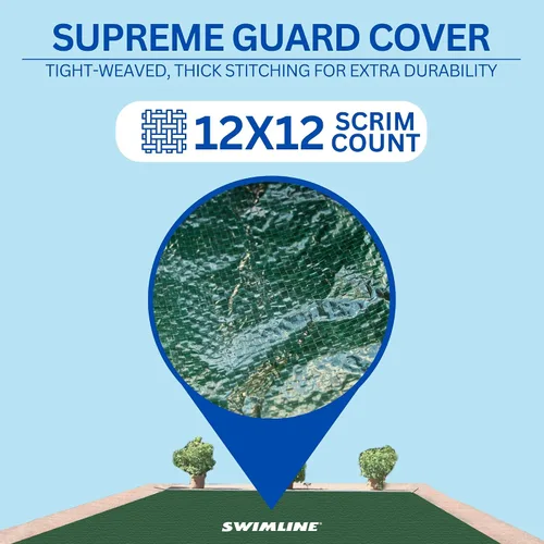 Vista 4 de Swimline Hydrotools Supreme Guard - Cubierta de invierno de 23 x 41 pies, de color verde/negro y con fundas para tubos de agua, para piscinas