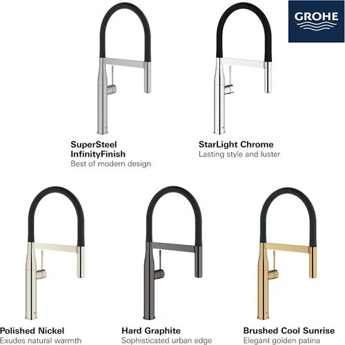 Vista 6 de Grohe 30295BE0 Essence - Grifo de cocina profesional de un solo mango, níquel pulido