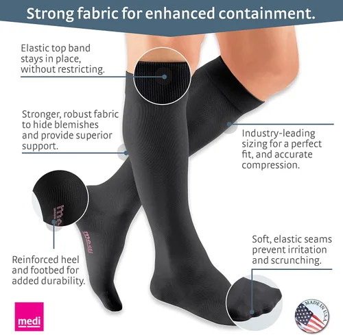 Vista 2 de mediven Plus for Men & Women, 20-30 mmHg Knee High Open Toe Compression Socks