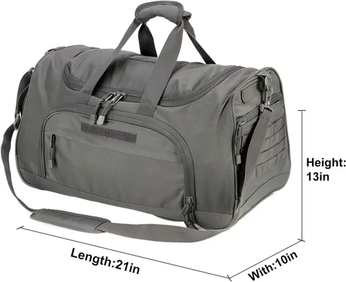 Vista 2 de HYKING Bolsa de gimnasio para mujeres y hombres, bolsa táctica militar para fin de semana, entrenamiento, ligera, impermeable, deportiva, bolsillo