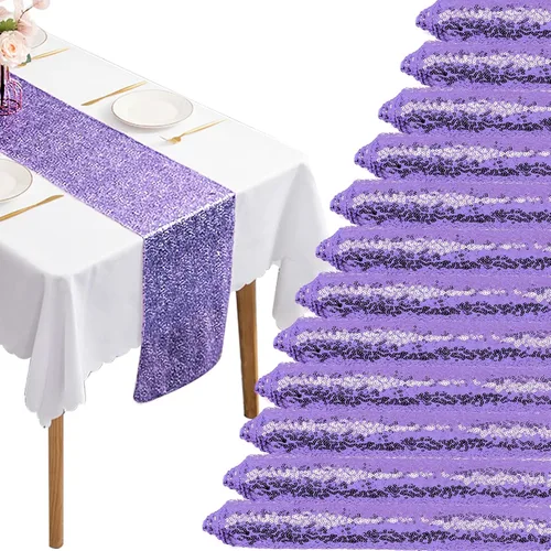 Vista 14 de 12 Paquetes de Caminos de Mesa con Lentejuelas Brillantes para Comedor para Cumpleaños, Bodas, Compromisos, Nupciales, Baby Shower, Despedida