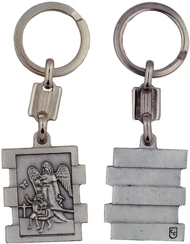 Vista 2 de Llavero de ángel de la guarda Metal plateado Gran regalo católico para la primera comunión y confirmación Accesorio de llavero cristiano Hecho