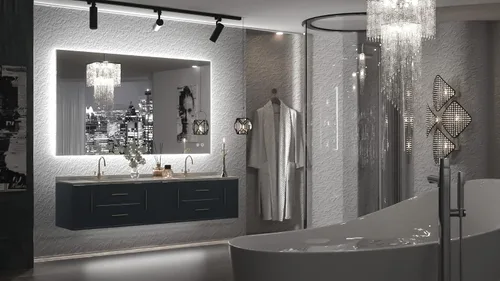 Vista 2 de TETOTE - Espejo retroiluminado para baño con luz, botón táctil regulable y función antivaho (horizontal o vertical)