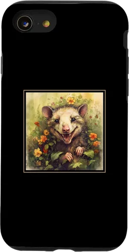 Vista 13 de iPhone 14 Zarigüeya Jardín Flores Pintura Mascota Mamá Papá Caso