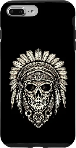 Vista 12 de iPhone 16 Skull, sombrero jefe nativo, capó de guerra, indios, caso del tocado