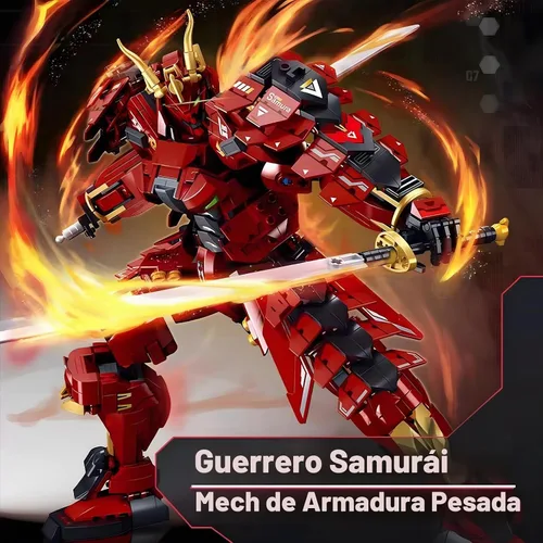 Vista 2 de HIGH GODO Samurai Mech Warrior - Juego de construcción de bloques de construcción de robot con espadas dobles, 923 piezas, regalo creativo