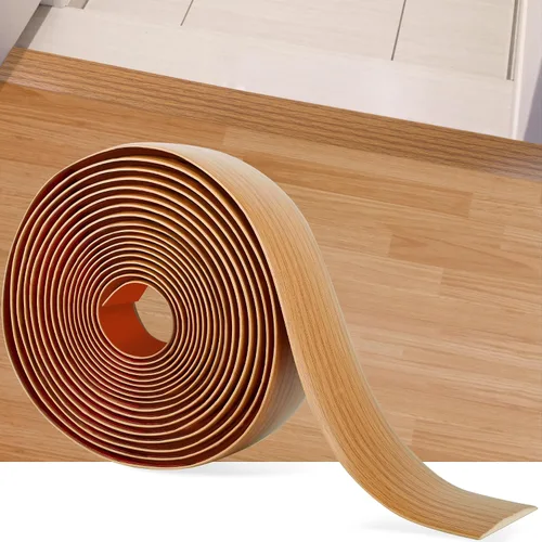 Vista 26 de Tira de transición de piso de 3.3 pies, autoadhesiva, cubierta de vinilo, tira de transición divisora plana, diseño de grano de madera para huecos