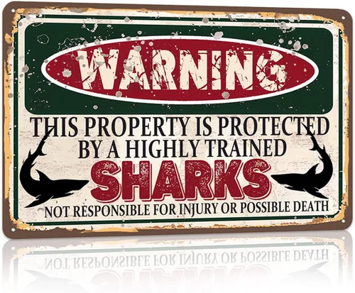 Vista 22 de RCXsigns Letrero de metal vintage de cocodrilos, "Advertencia esta propiedad está protegida por cocodrilos altamente entrenados" Letrero de estaño