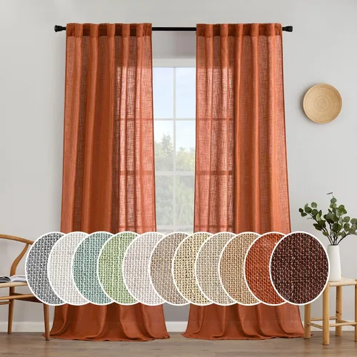 Vista 126 de MIULEE - Cortinas semitraslúcidas suaves y gruesas con textura de lino para cocina y ventana de baño, con trabilla trasera y bolsillo para Blanco