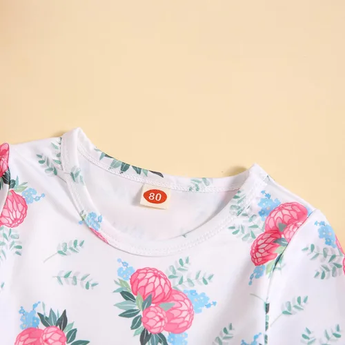 Vista 4 de Aruzig Conjunto de ropa con camisa y pantalones florales para niñas pequeñas